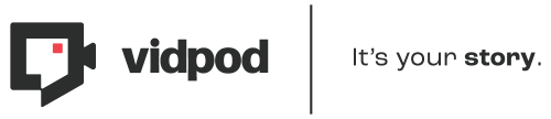 Vidpod It's your story logo graphic